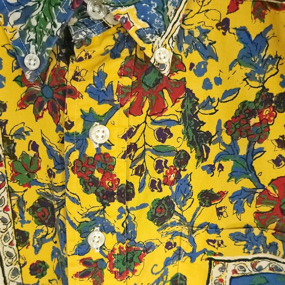 Vtg Ralph Lauren Hawaiian Shirt Men's Med Multicolor Floral Print Pullover 80s - Picture 3 of 12